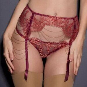 Agent Provocateur INKA SOIREE Red Gold Suspender NWT